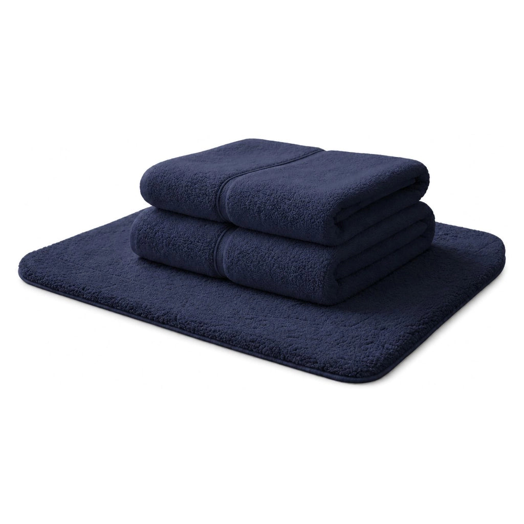 Sanenere, set di Asciugamani 100% Cotone set da 2, blu