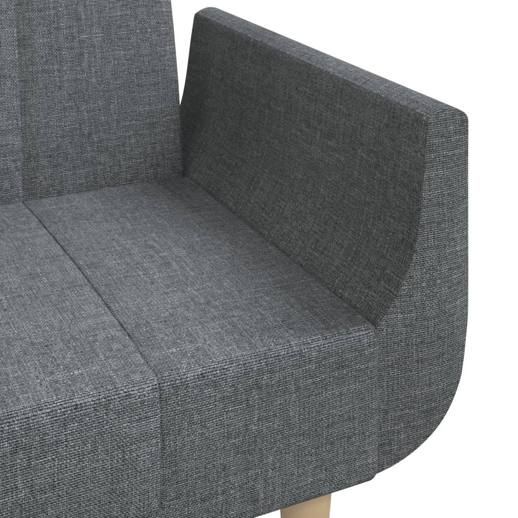 Divano Letto a 2 Posti con 2 Cuscini Grigio Chiaro in Tessuto 375869