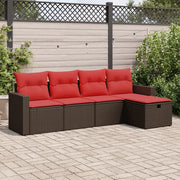 Set Divano da Giardino 5 pz con Cuscini Marrone in Polyrattan 3325370
