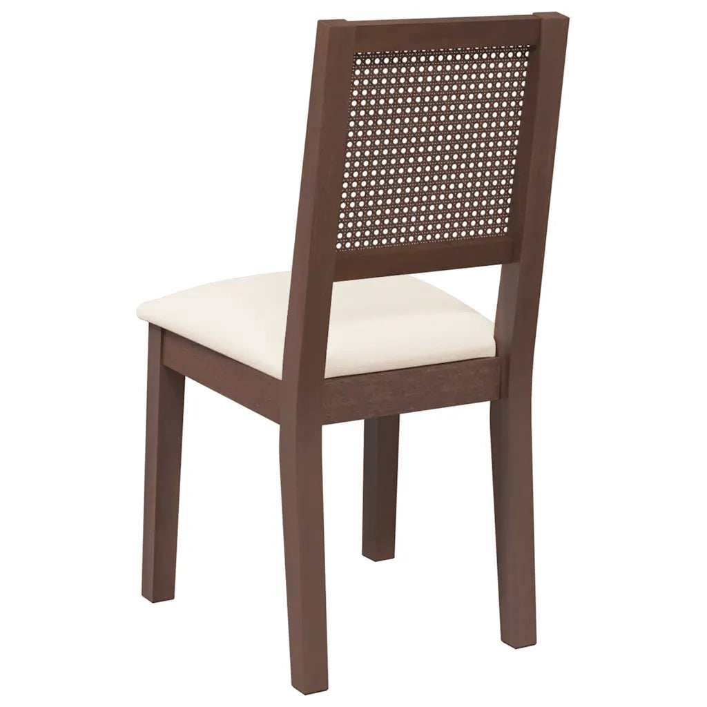 Sedie da Pranzo con Cuscini 2 pz | Sedie da cucina Marrone Legno Massello di Hevea