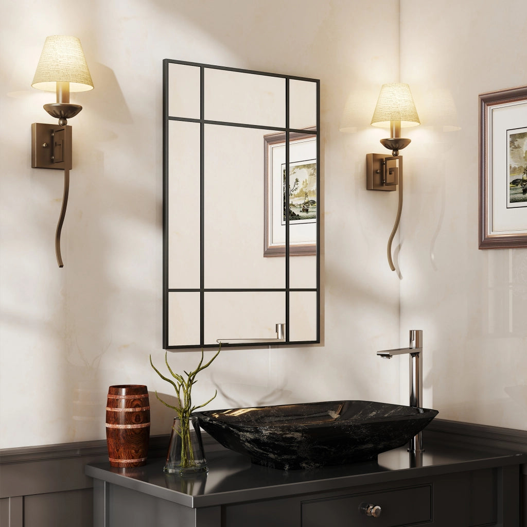 Specchio da parete con cornice metallica ¨C Minimal ¨C nero 90x2x60 cm