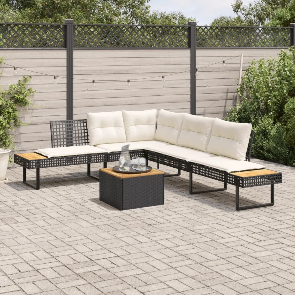 Set Divani da Giardino 2 pz con Cuscini Nero Polyrattan Acacia 3277497