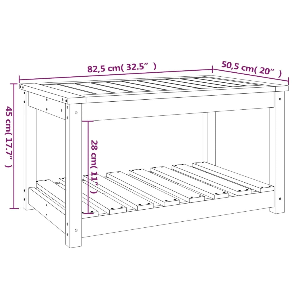 Tavolo da Giardino | Tavolino da esterno 82,5x50,5x45 cm in Legno Massello di Pino