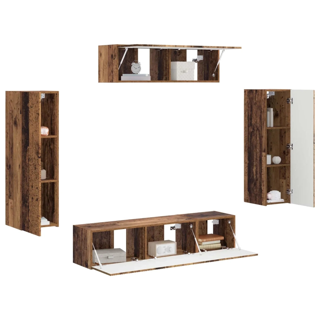 Mobile TV-Credenza per TV 5 pcs Legno vecchio