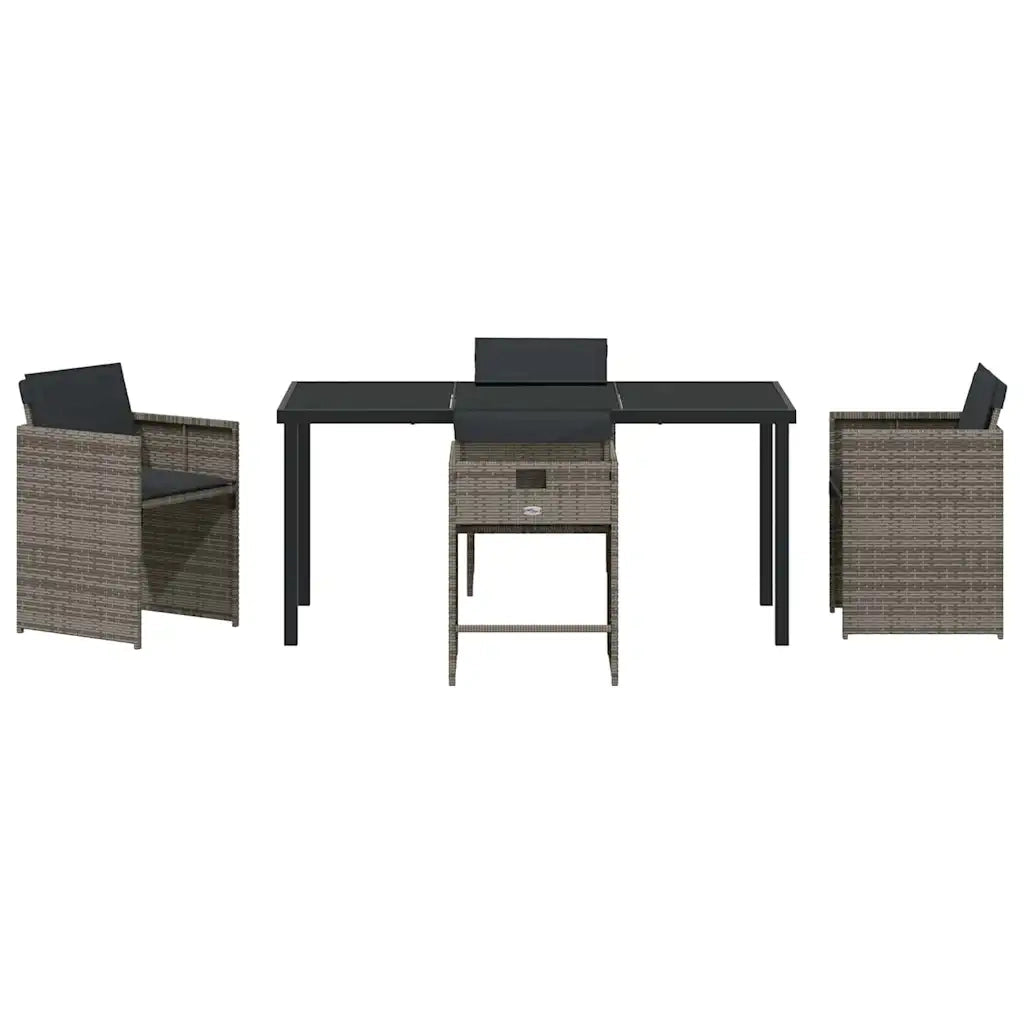 Set da Pranzo per Giardino 5 pcs Grigio polyrattan