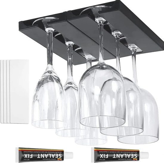 Supporto per Vini da Parete - Scaffale a Sospensione per Bottiglie - 2 Pezzi - Materiale Resistente in Plastica - Ideale per Casa, Bar e Ristorante