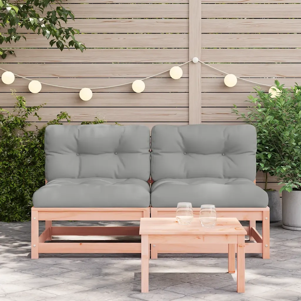 Divano da esterno-Divani Giardino Senza Braccioli con Cuscini 2 pz Legno Douglas 706308