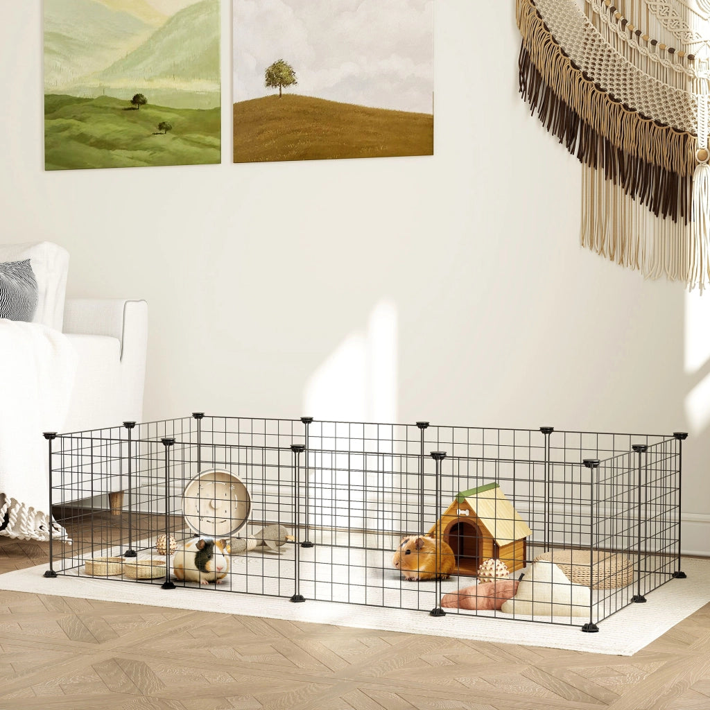 Recinto per Animali Modulabile con Pannelli ¨C Minimal ¨C Nero 106x73x36 cm