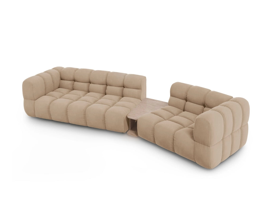 Cosmopolitan Design - Divano modulare destro "Sky" 3 posti in velluto sabbia 