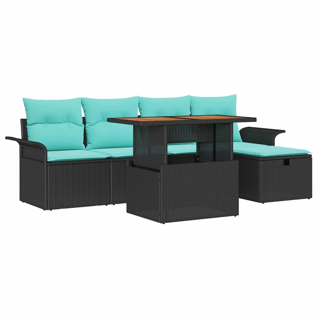 Set Divano da Giardino 6 pcs Nero polyrattan 3361242
