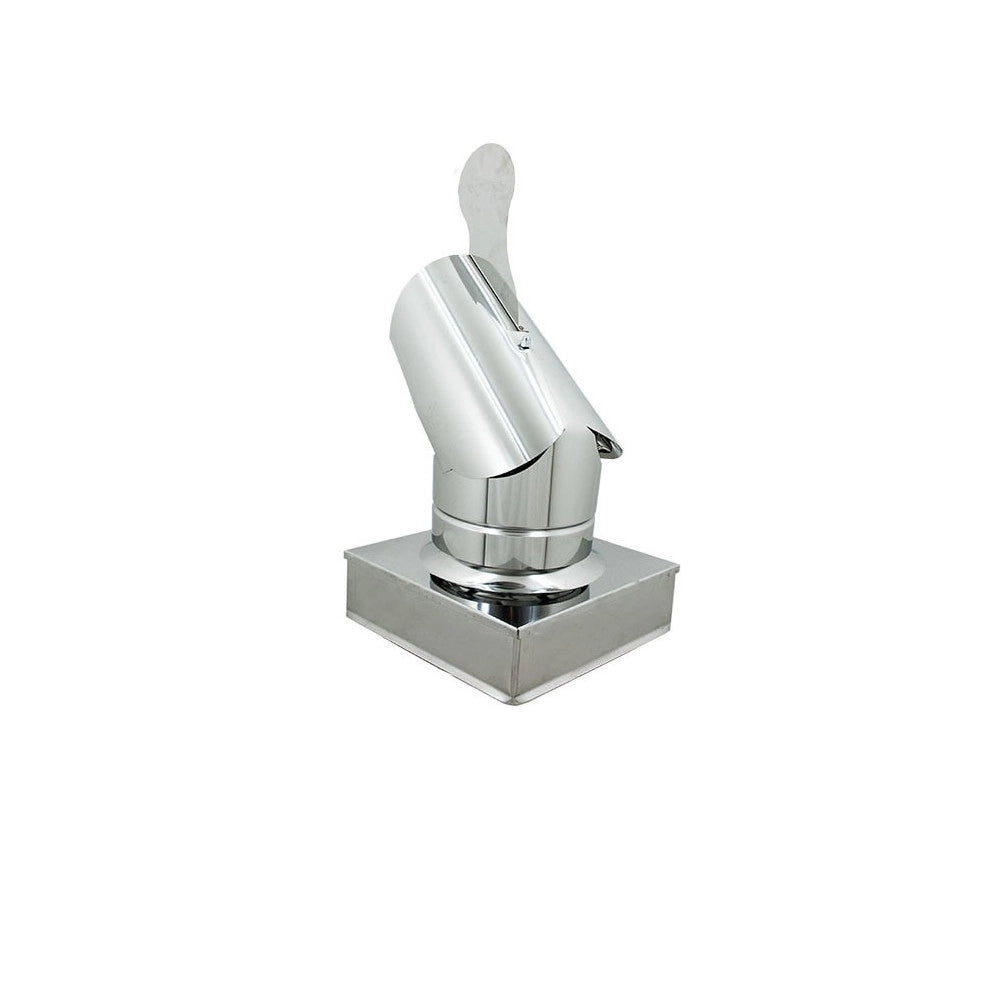 Fumaiolo gallo 30x30cm in acciaio inox base quadra