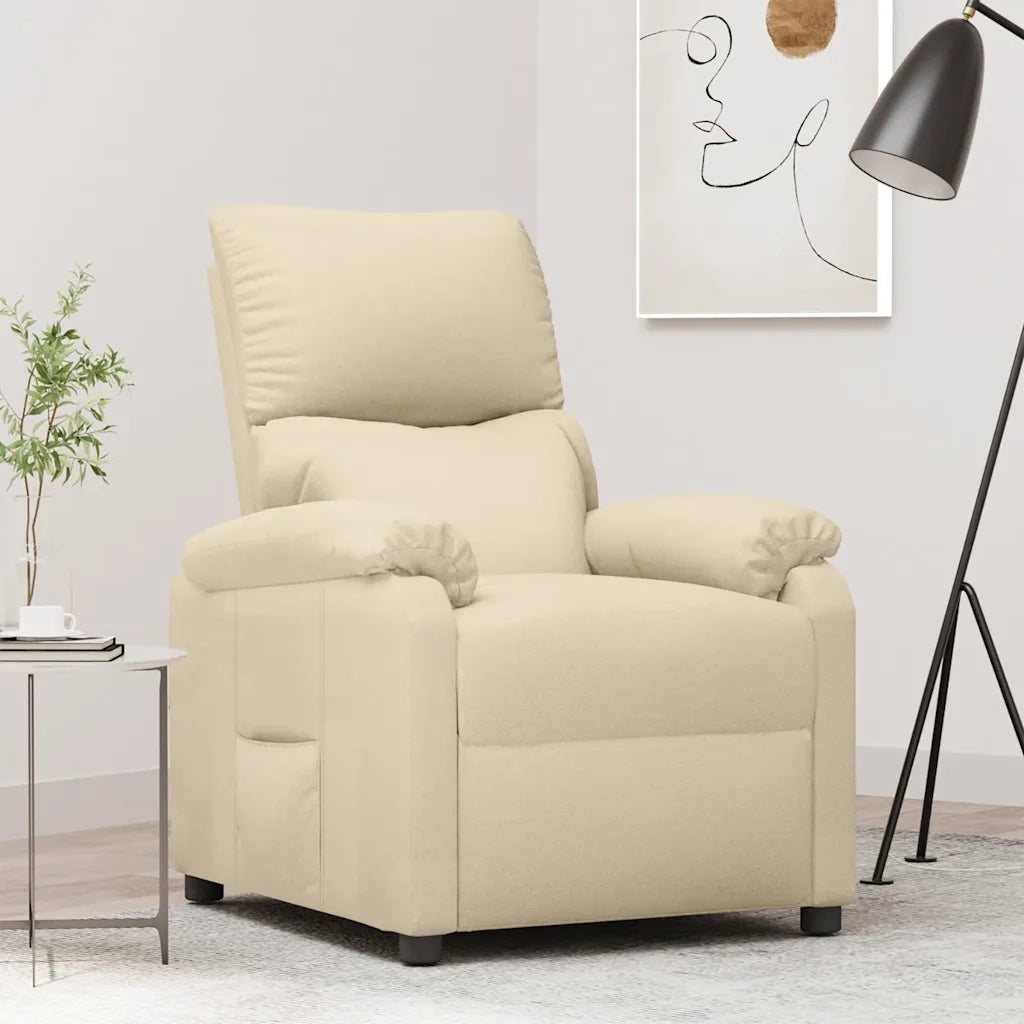 Poltrona | Sedia Relax Reclinabile in Tessuto Crema