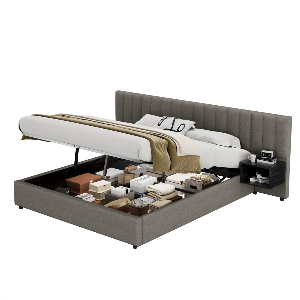 letto imbottito lino grigio nero 180 x 200 cm
