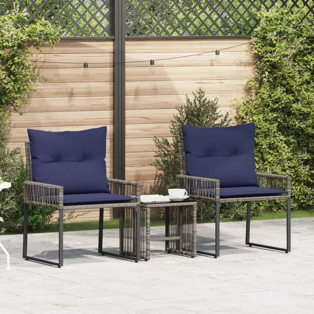 Set di Mobili da Esterno 7 pcs Grigio e Blu Navy polyrattan 42025158