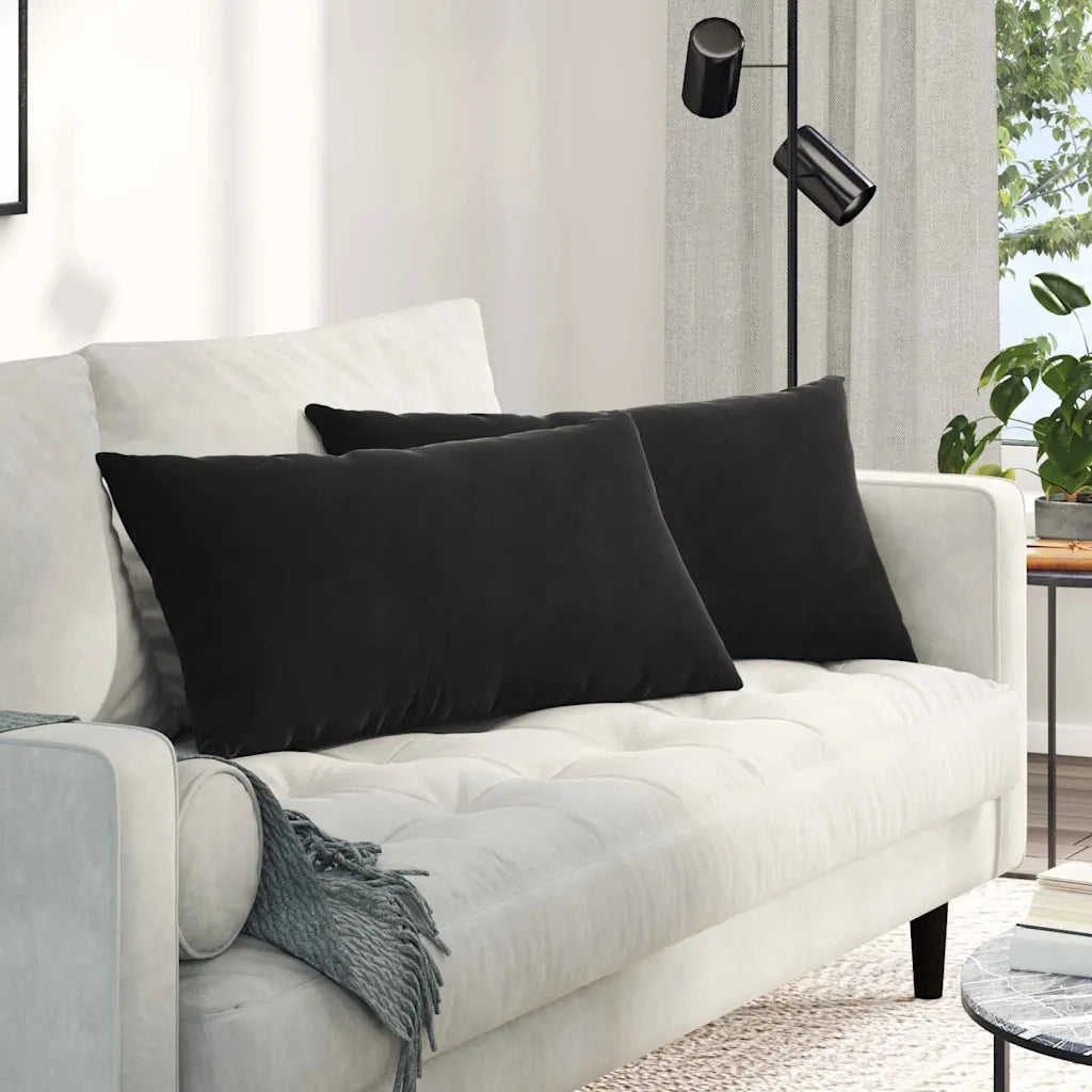 Cuscini da Divano 2 pz | Cuscini per sedie Nero 80 x 40 cm Tessuto in Cords