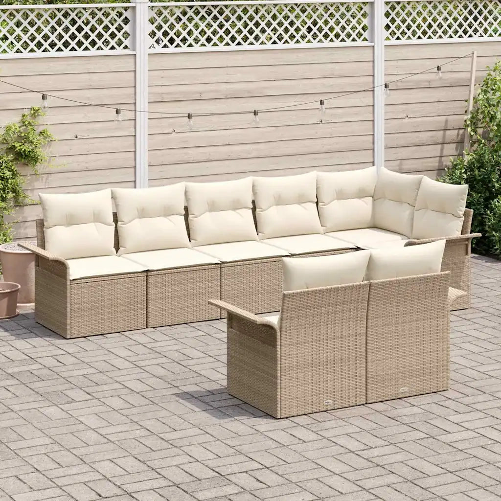 Set Divano da Giardino con archiviazione 8 pcs Beige polyrattan 3354080