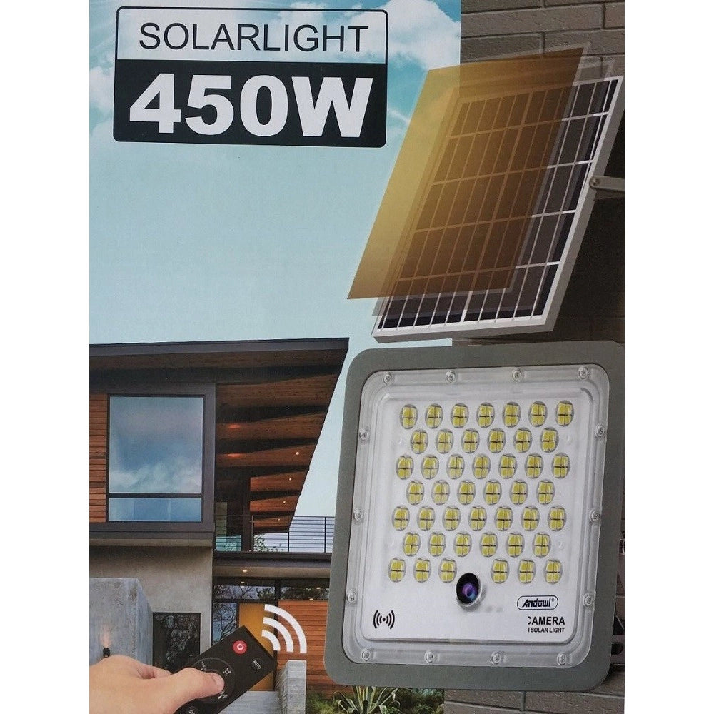 Trade Shop - Lampada Stradale 450w Led Con Pannello Solare Proiettore Ip Camera Wifi Q-sx77 -