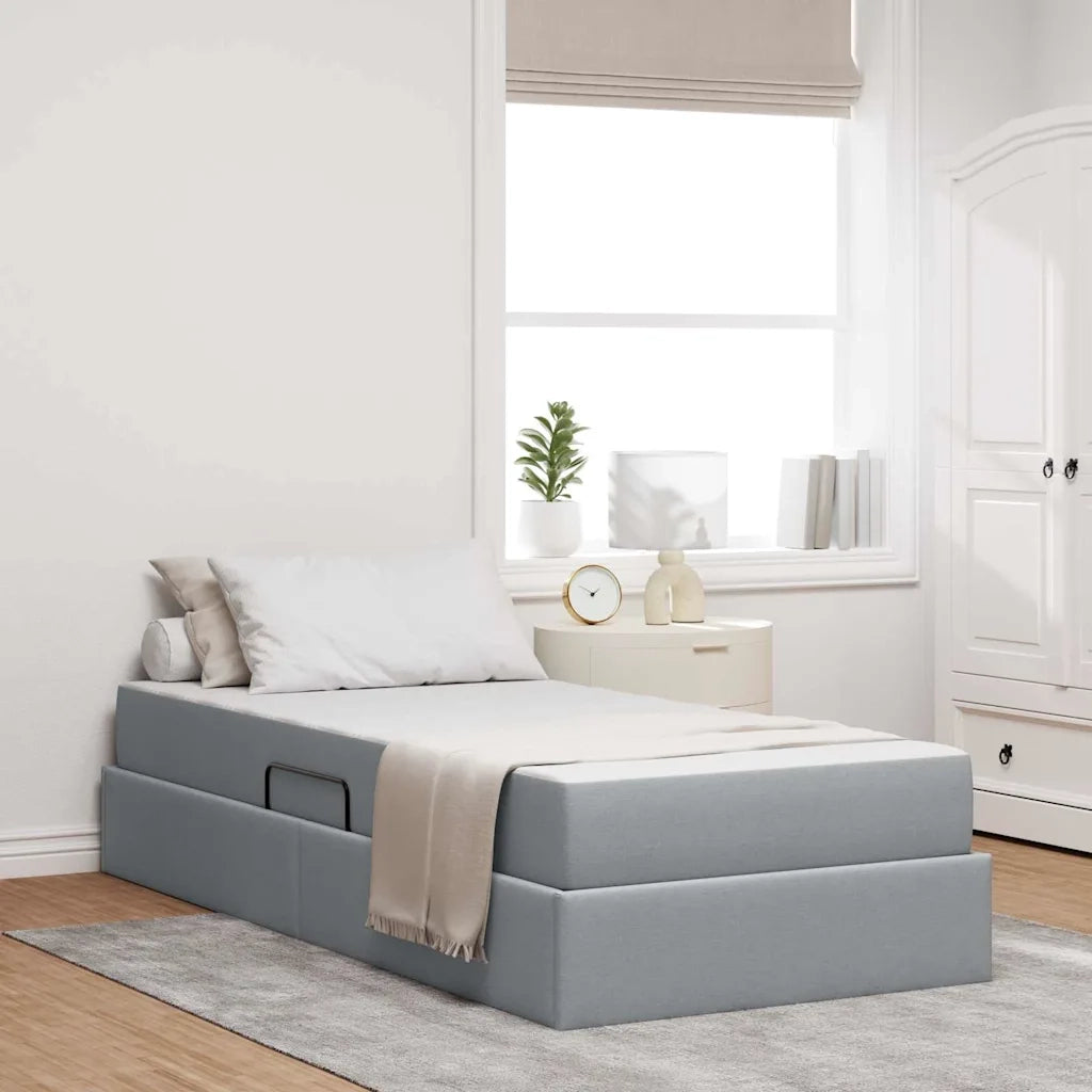 Letto con contenitore e materasso Grigio chiaro 100 x 200 cm 3399640