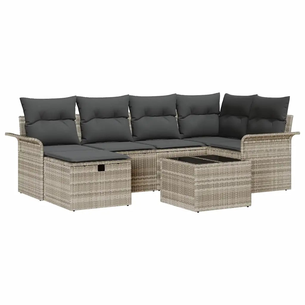 Set Divano da Giardino con cuscino 7 pcs Poly Rattan