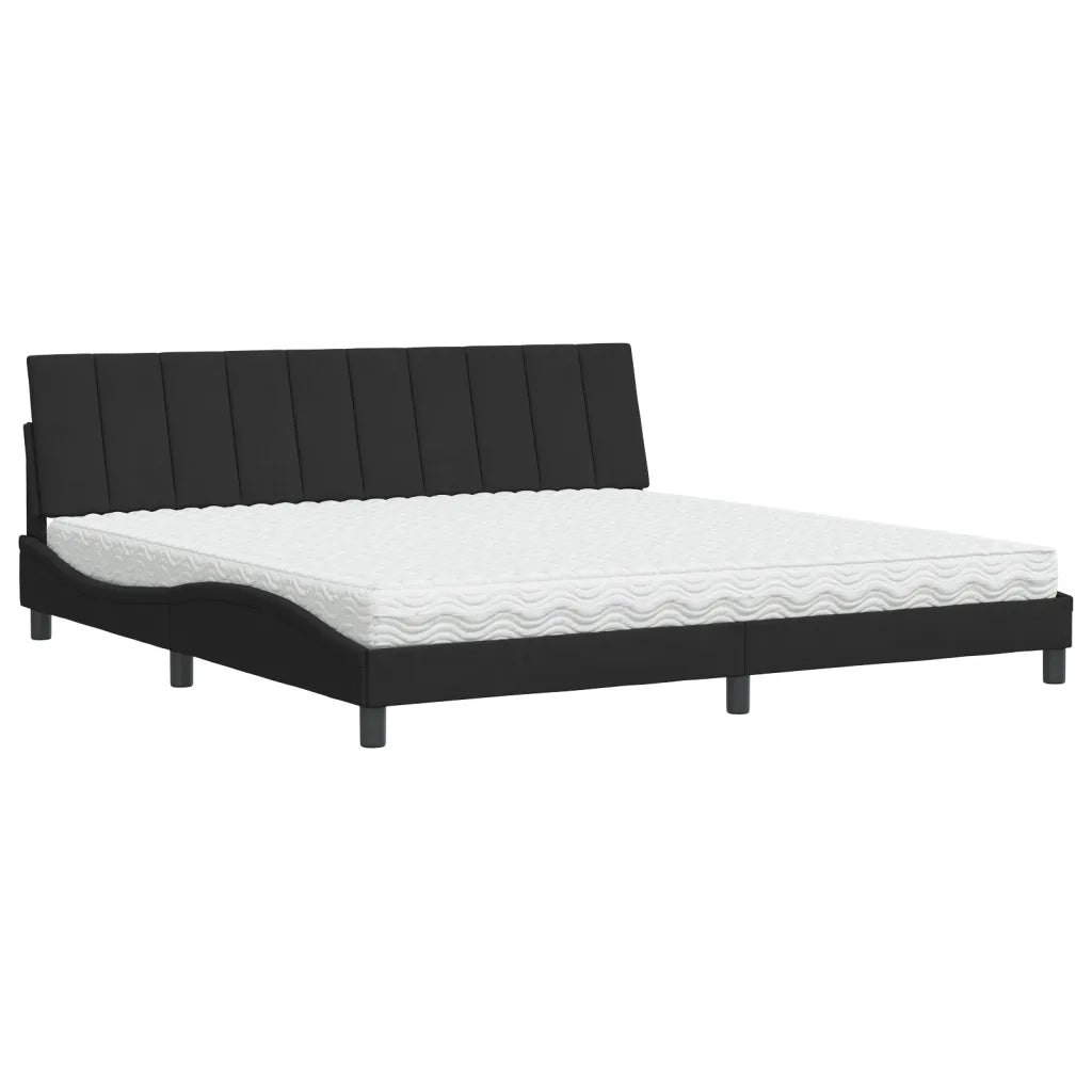 Letto con Materasso Hanko Nero 200x200 cm in Velluto