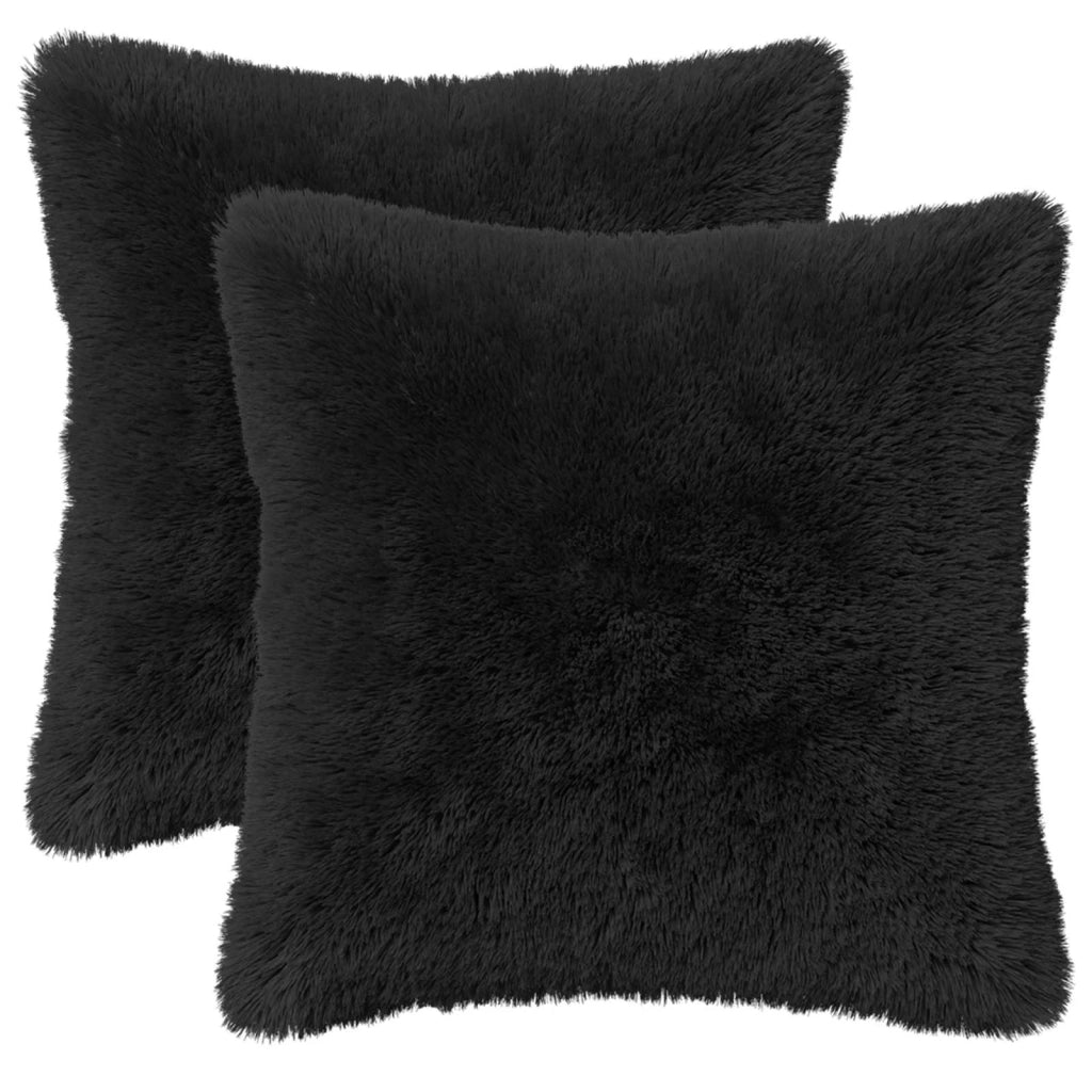 Cuscino con cuscino HEERLEN 2 pz Nero Fleece PV 924799