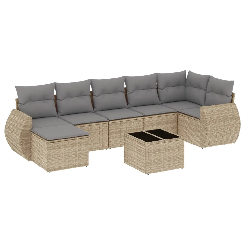 Set Divano da Giardino 8 pz con Cuscini Beige in Polyrattan 3221688