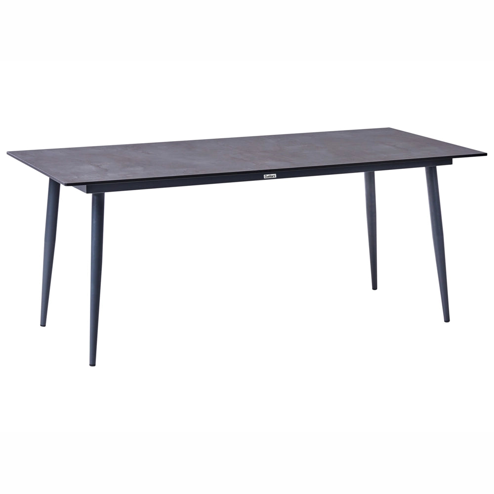 Tavolo da giardino con piano in HPL grigio e struttura in alluminio grigio scuro resistente ai raggi UV all'acqua  per esterni, in stile moderno