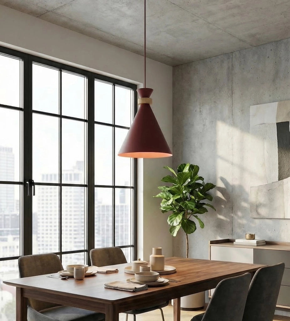 Lampada sospesa ZERO Emibig bordeaux legno 1xE27