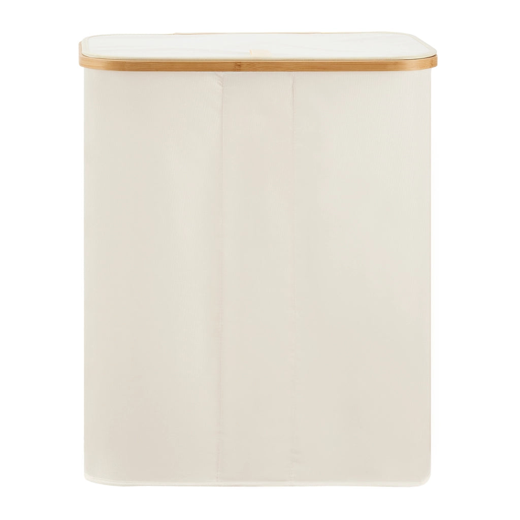 Cesto Portabiancheria Rusko con Coperchio e 3 Sacchi - Beige [en.casa]