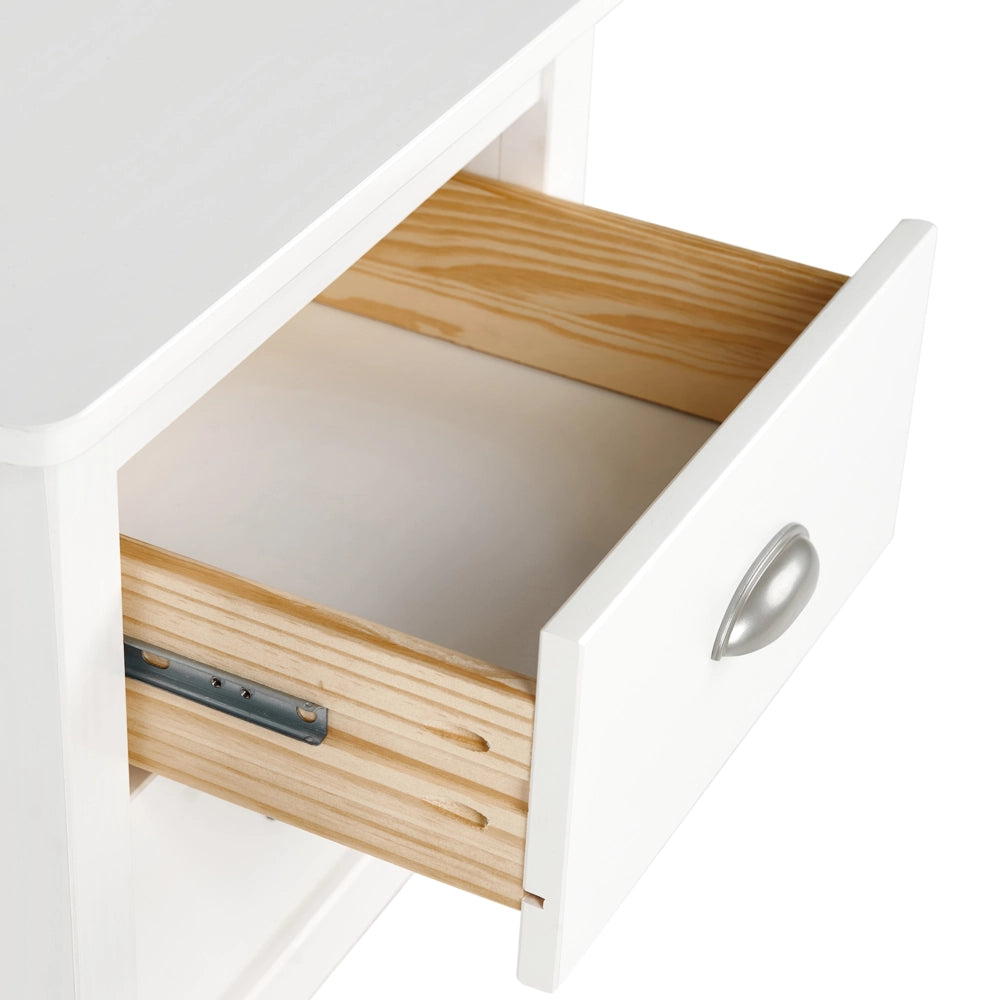Comodino armadietto Bianco 2 Cassetti Retrò