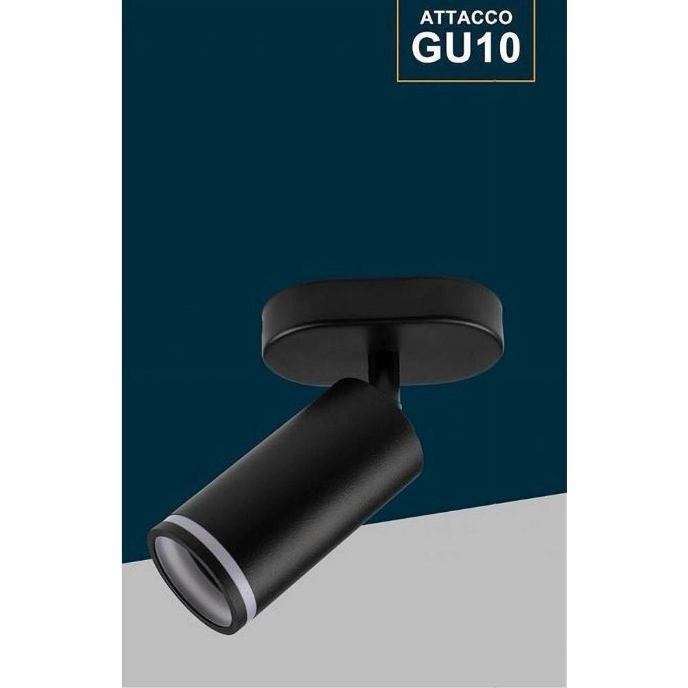 Trade Shop - Applique Plafoniera Orientabile Da Soffitto Parete 1 Diffusore Lampada Gu10 Ts-1 - Nero