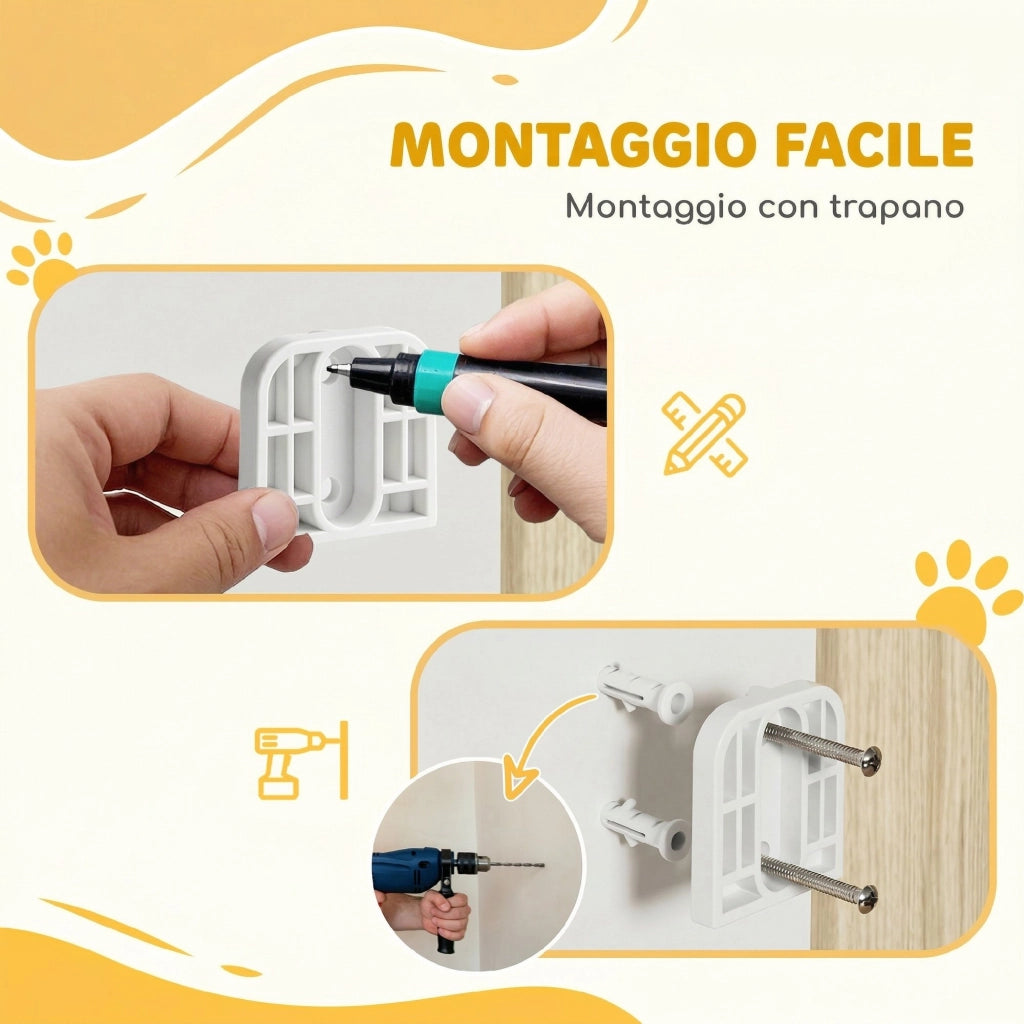 Cancelletto di Sicurezza per Cani ¨C Xylo ¨C 74.5-111.5x74.5 cm, Bianco