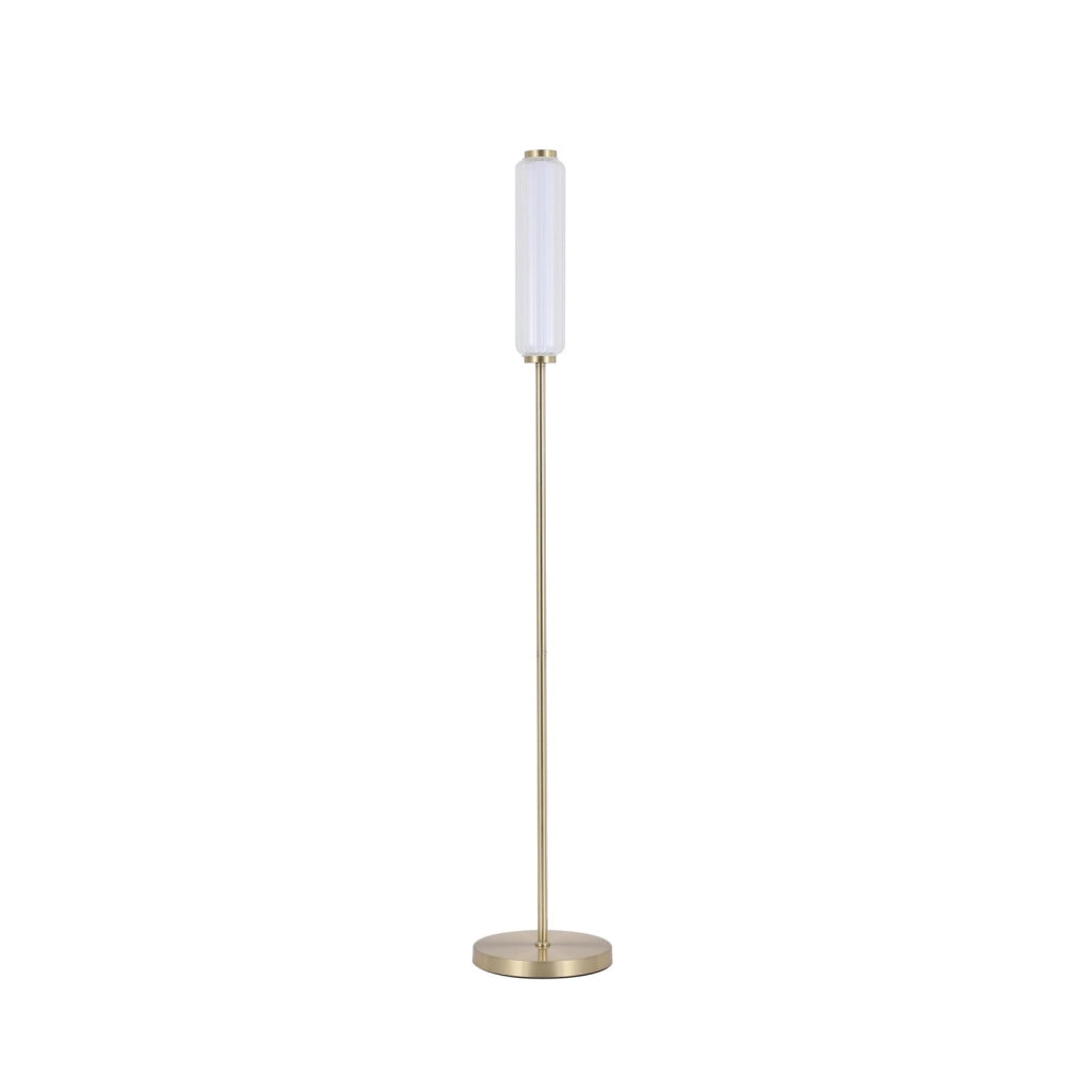 Lampada da terra a LED Mod, metallo ottone satinato, acrilico opalino e trasparente