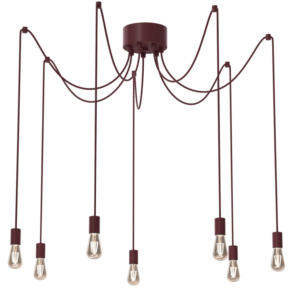 Lampada a sospensione Spindel 7xE27 borgogna Luminex