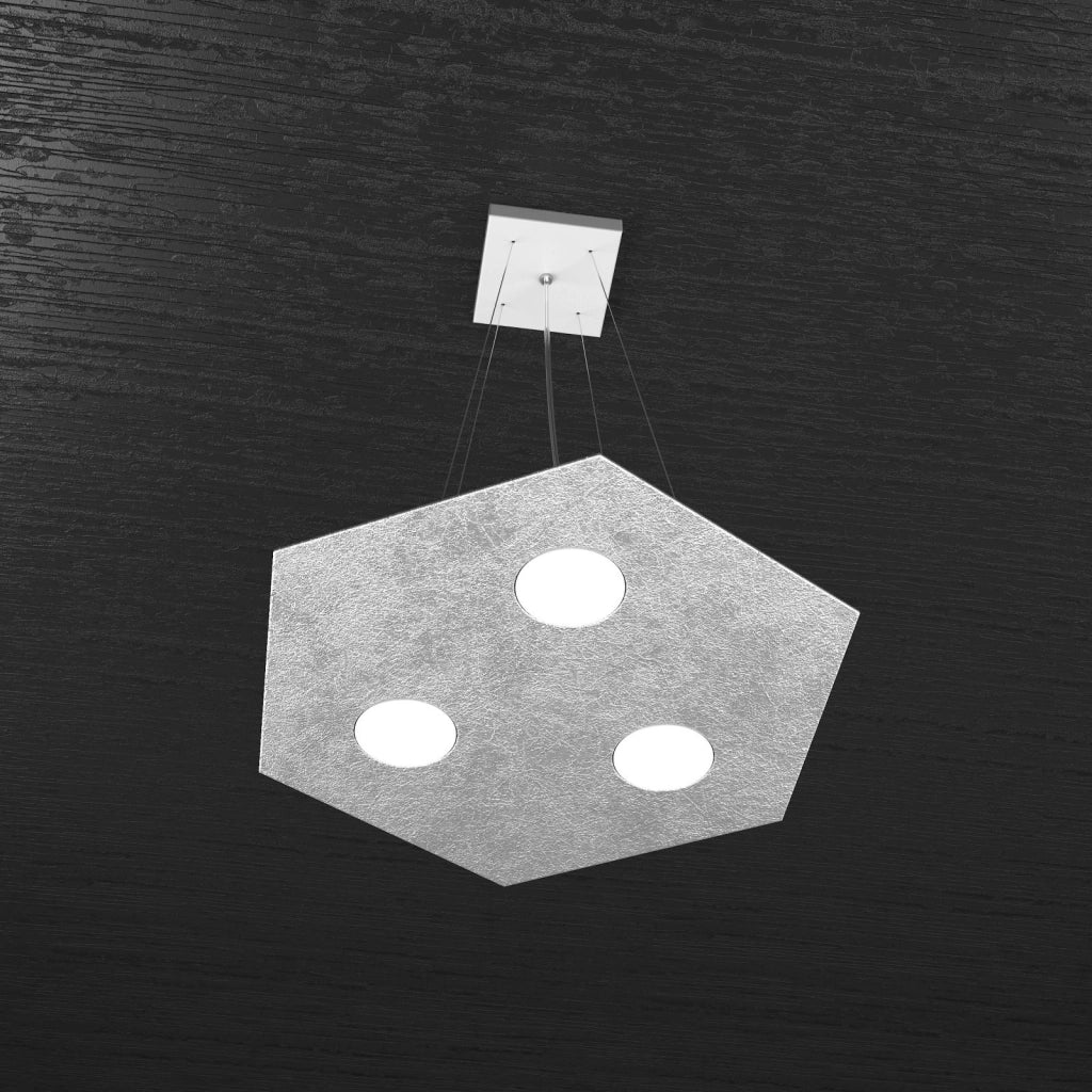 EXAGON SOSPENSIONE 3 LUCI FOGLIA ARGENTO 1142-SP-FA