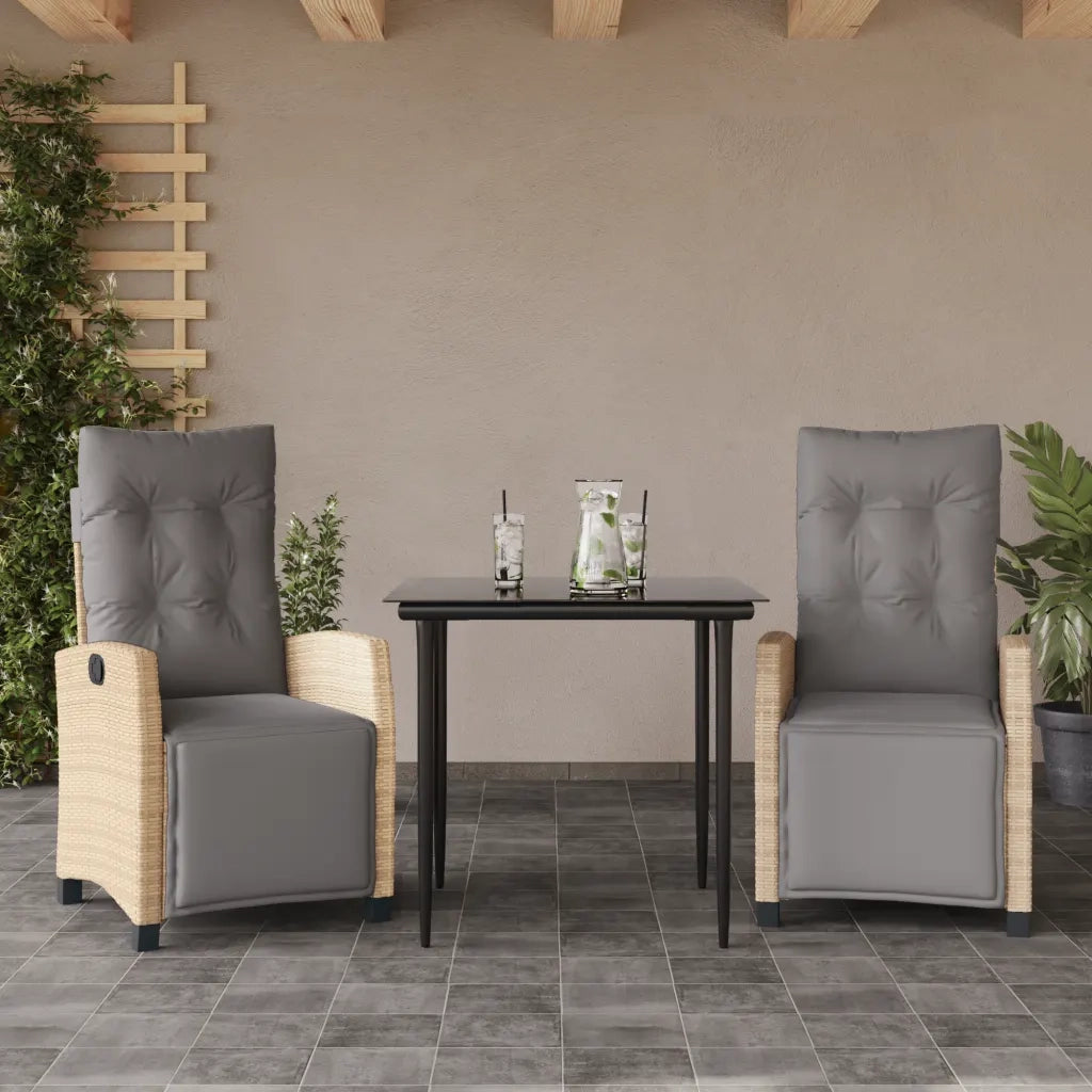 Set Pranzo da Giardino 3 pz con Cuscini Beige Misto Polyrattan 3213016