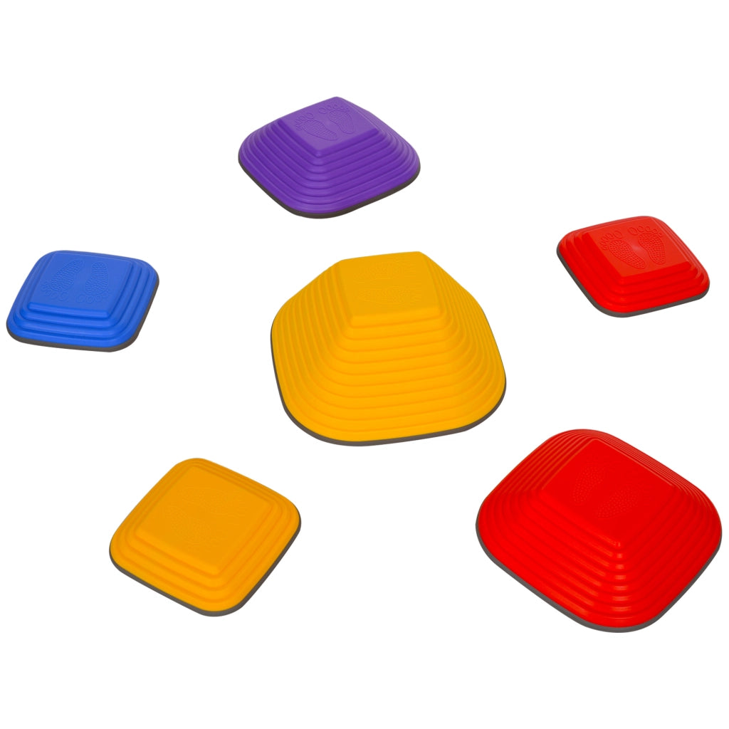 Set 6 Pietre da Equilibrio per Bambini in Plastica Colorata Percorso a Ostacoli Antiscivolo Impilabile per Casa e Giardino