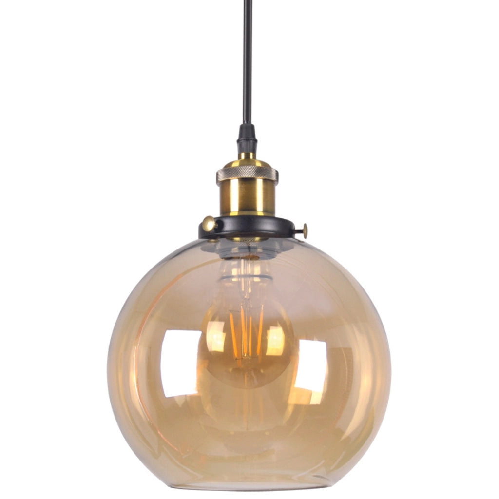 Lampada a sospensione IRWIN vetro ambra E27 Ø20cm Polux