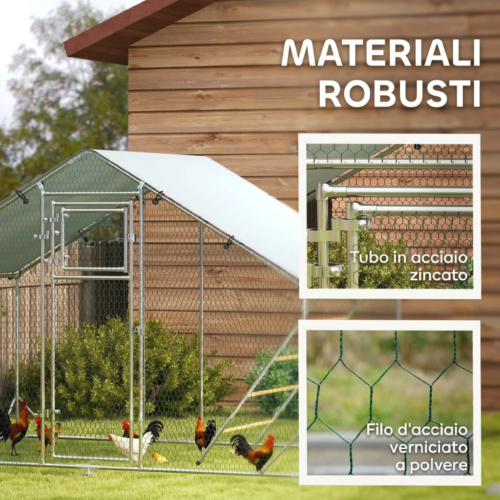 Recinto per Galline da Giardino ¨C zephmum ¨C Argento 3x2x1.9m