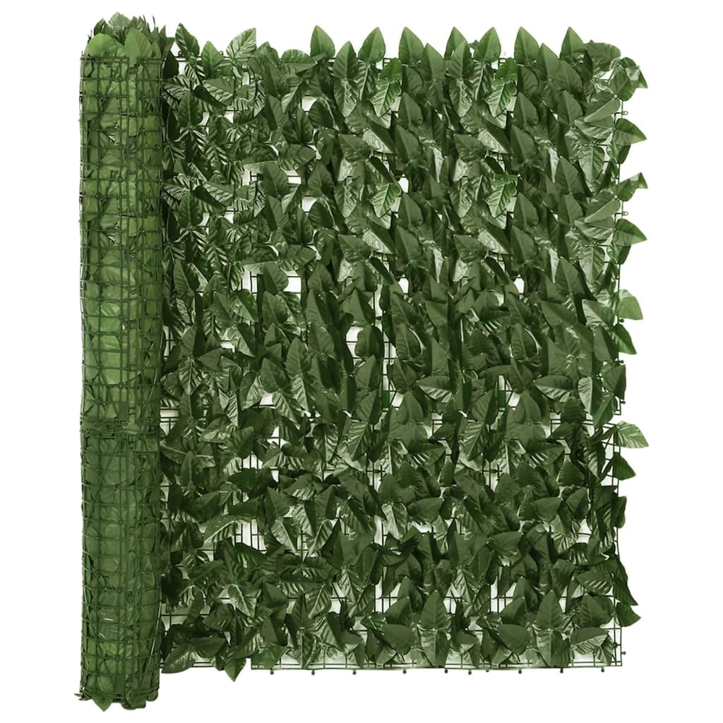 Schermo per balcone schermo per la privacy con foglie 400 x 100 cm verde scuro 02_0010007