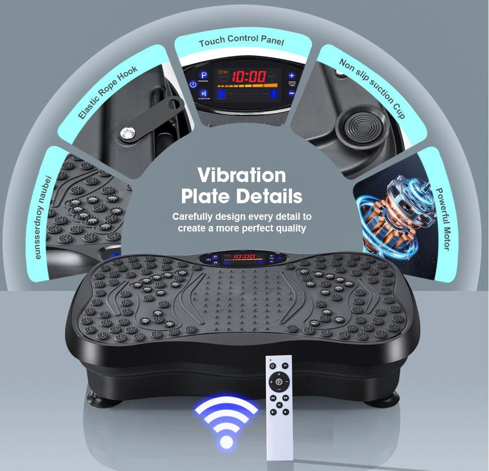 Piattaforma vibrante fitness Bluetooth 5 programmi 99 livelli 2 fasce elastiche e telecomandonero