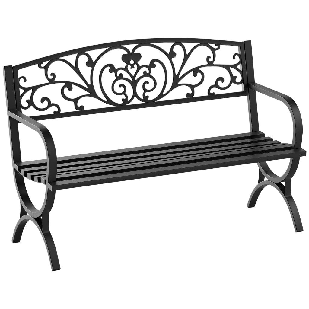 Panchina da Giardino in Metallo Ghisa ¨C Xylo ¨C Nero 127x60x85cm