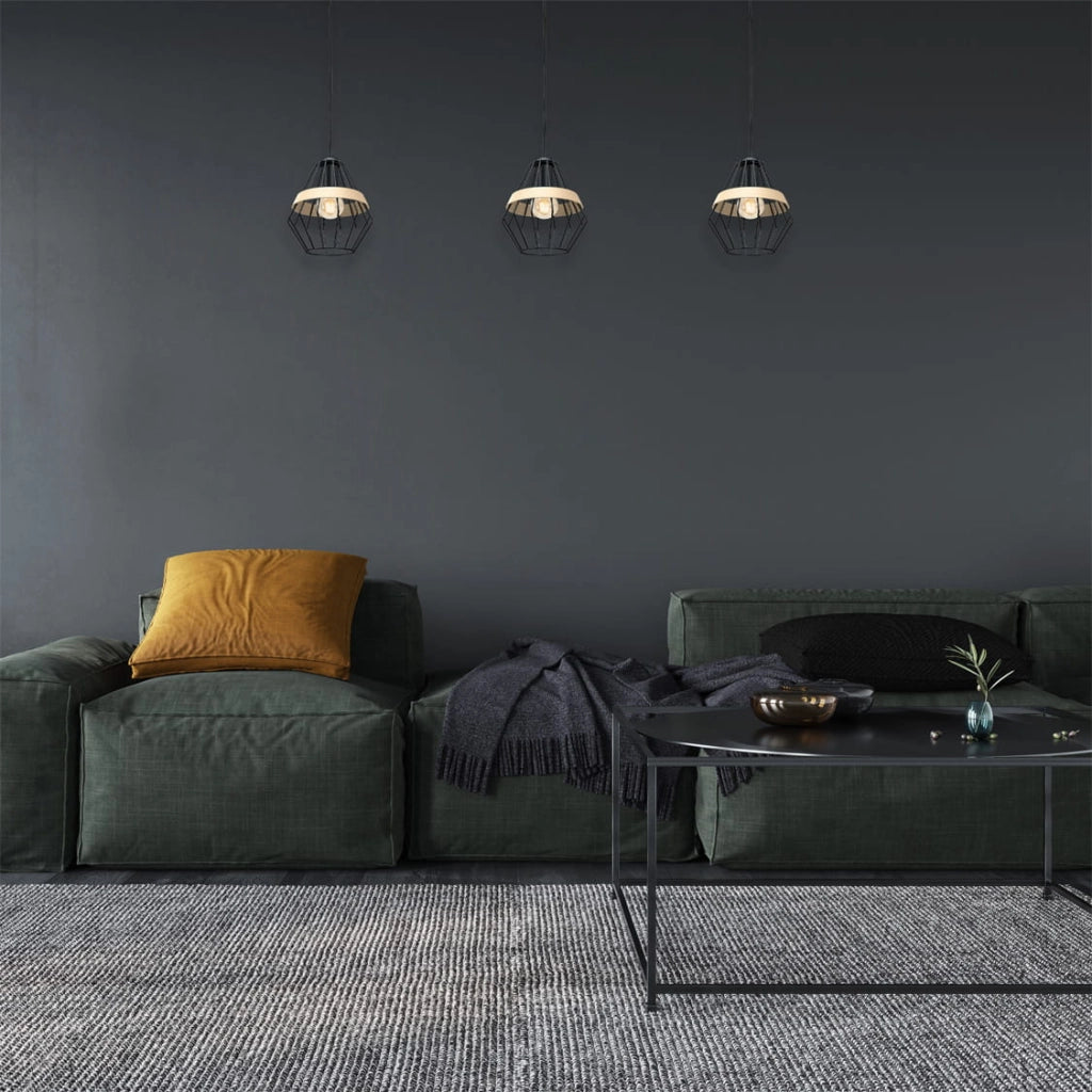Lampada a sospensione Milagro Cliff E27 1 luce nero legno
