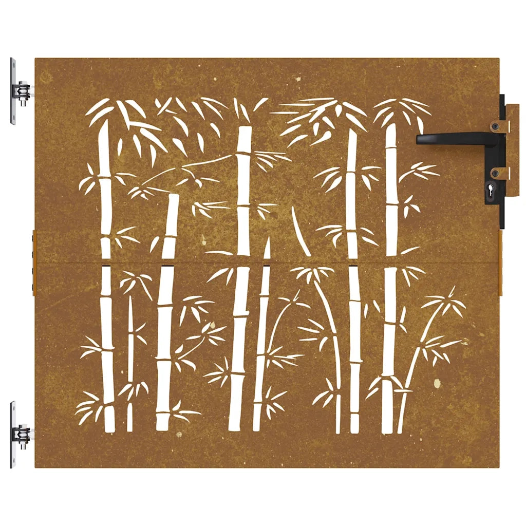 Cancello da giardino 85x75 cm in acciaio Corten e design in bamb¨´ CFW5243378