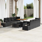 Set Divano da Giardino con cuscino 11 pcs Nero polyrattan 3362764