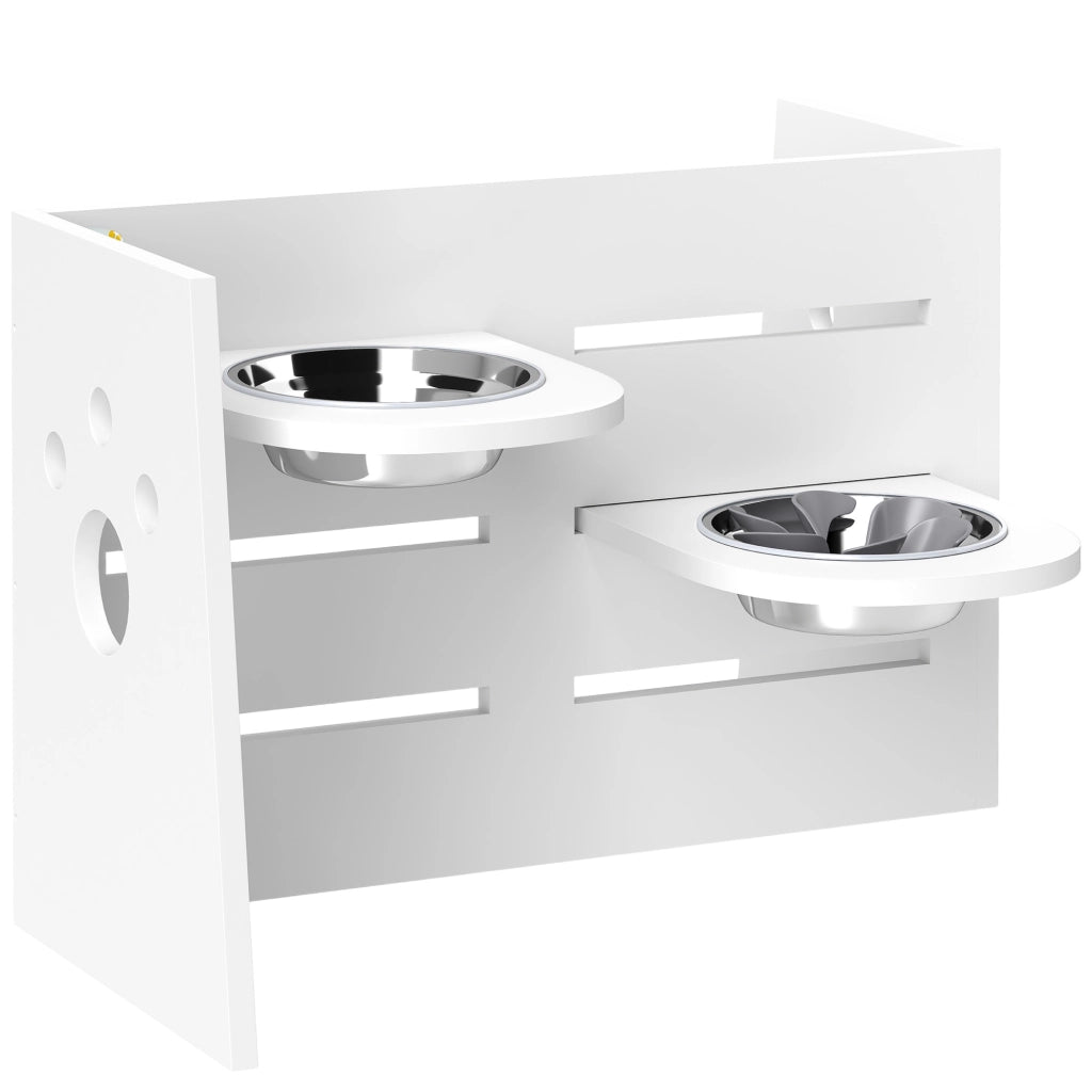 Ciotola Rialzata Doppia per Cani ¨C Xylo ¨C Altezza Regolabile con Sistema Alimentazione Lenta 63x58,5x40 cm Bianco