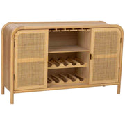 Credenza in legno e rattan marrone 130x39x80h cm