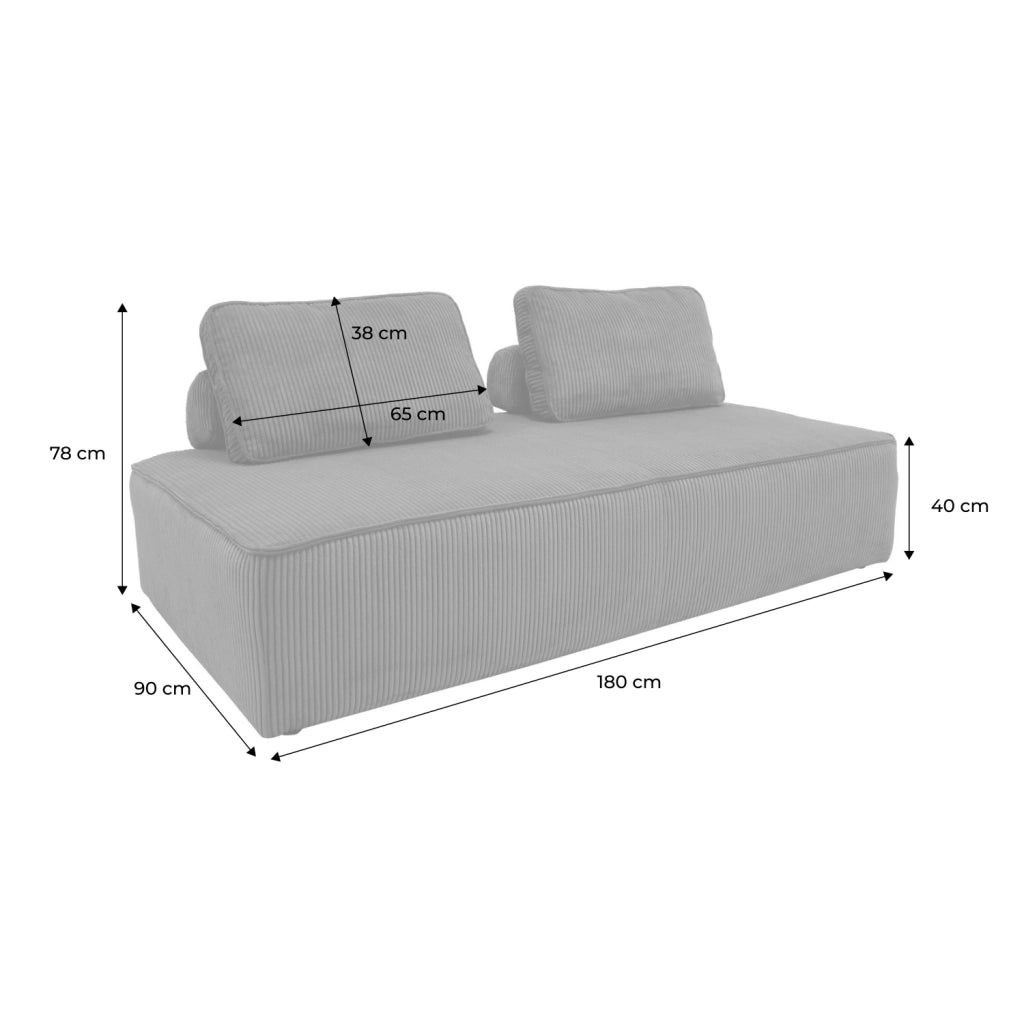 Modulo per divano modulare in velluto a coste, 2 posti, crema