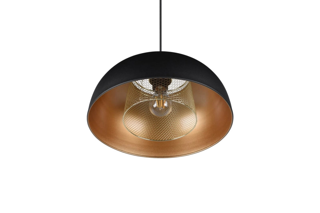 Lampada a sospensione RL Punch nera/oro metallo Ø35 E27