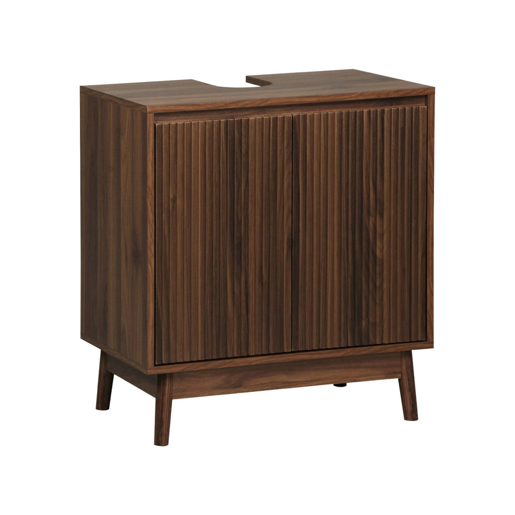 Mobile sottolavabo scandinavo a 2 ante effetto legno, noce